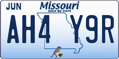 MO license plate AH4Y9R