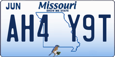 MO license plate AH4Y9T