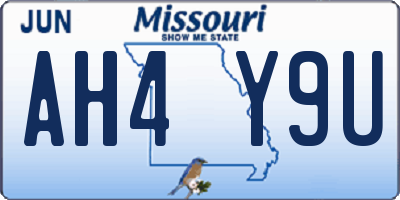 MO license plate AH4Y9U