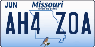 MO license plate AH4Z0A
