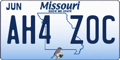 MO license plate AH4Z0C