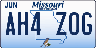 MO license plate AH4Z0G