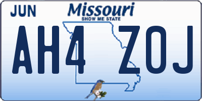 MO license plate AH4Z0J