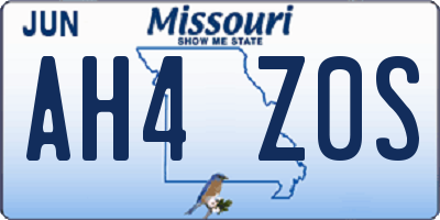 MO license plate AH4Z0S