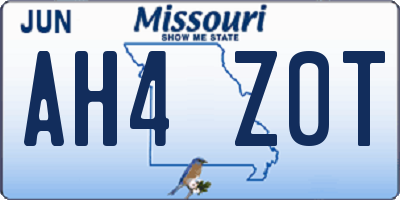 MO license plate AH4Z0T