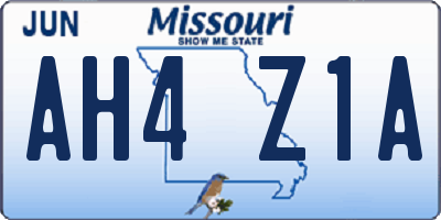 MO license plate AH4Z1A