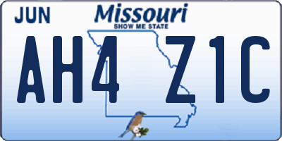 MO license plate AH4Z1C