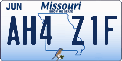 MO license plate AH4Z1F