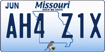 MO license plate AH4Z1X