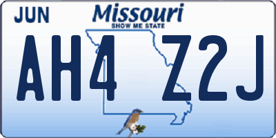 MO license plate AH4Z2J