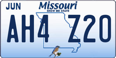 MO license plate AH4Z2O
