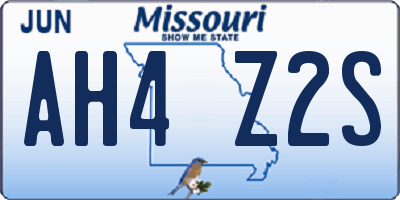 MO license plate AH4Z2S
