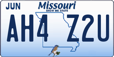 MO license plate AH4Z2U