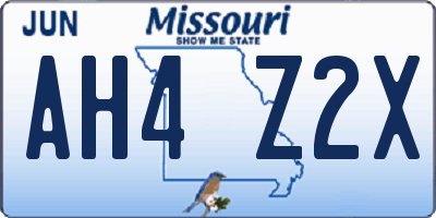 MO license plate AH4Z2X