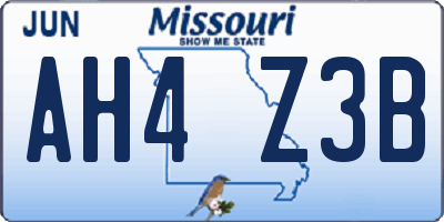 MO license plate AH4Z3B