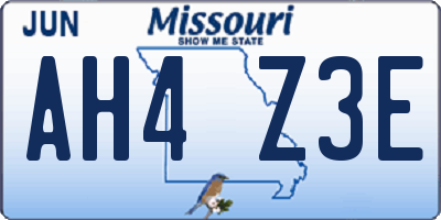 MO license plate AH4Z3E