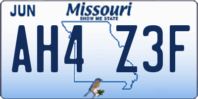 MO license plate AH4Z3F
