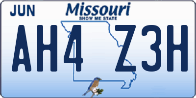 MO license plate AH4Z3H