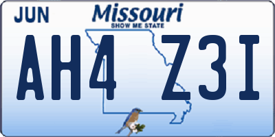 MO license plate AH4Z3I