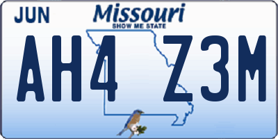 MO license plate AH4Z3M