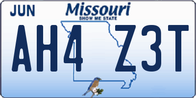 MO license plate AH4Z3T