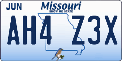 MO license plate AH4Z3X