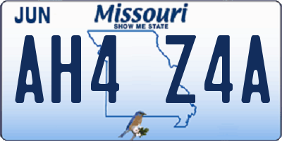 MO license plate AH4Z4A
