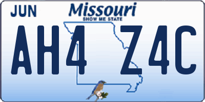 MO license plate AH4Z4C