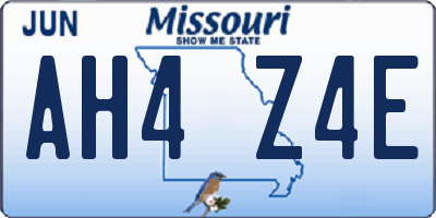 MO license plate AH4Z4E