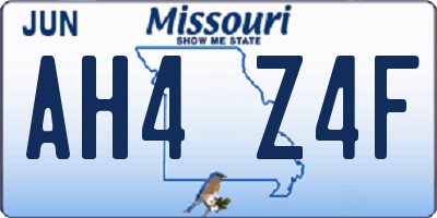 MO license plate AH4Z4F