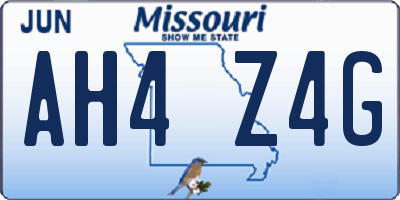 MO license plate AH4Z4G