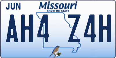 MO license plate AH4Z4H