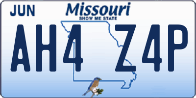 MO license plate AH4Z4P