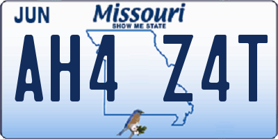 MO license plate AH4Z4T