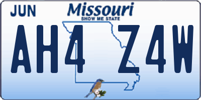 MO license plate AH4Z4W