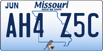 MO license plate AH4Z5C