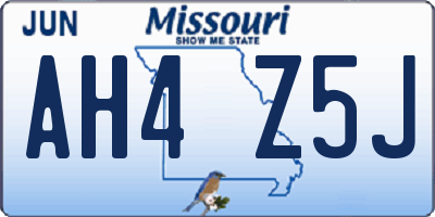 MO license plate AH4Z5J