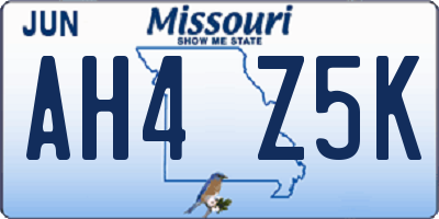 MO license plate AH4Z5K