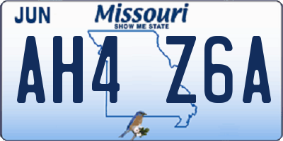 MO license plate AH4Z6A