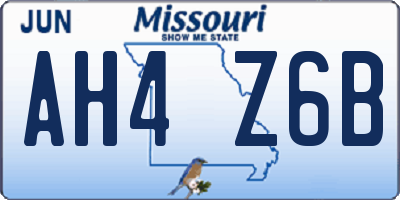 MO license plate AH4Z6B
