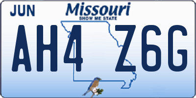 MO license plate AH4Z6G