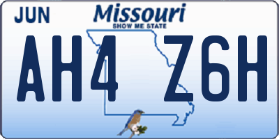 MO license plate AH4Z6H