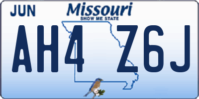 MO license plate AH4Z6J