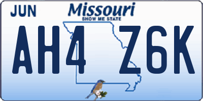 MO license plate AH4Z6K