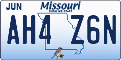 MO license plate AH4Z6N
