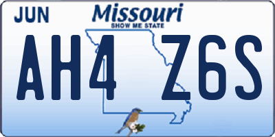 MO license plate AH4Z6S
