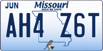 MO license plate AH4Z6T