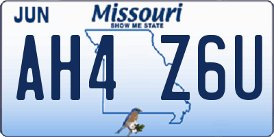 MO license plate AH4Z6U