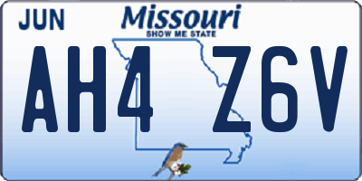 MO license plate AH4Z6V