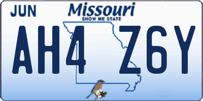 MO license plate AH4Z6Y